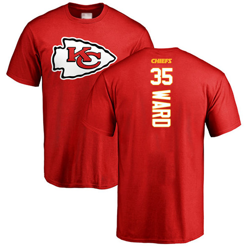 Men Kansas City Chiefs #35 Ward Charvarius Red Backer T-Shirt->nfl t-shirts->Sports Accessory